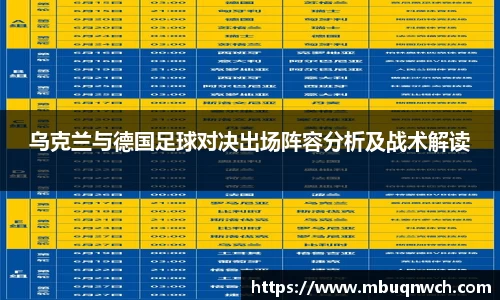 乌克兰与德国足球对决出场阵容分析及战术解读